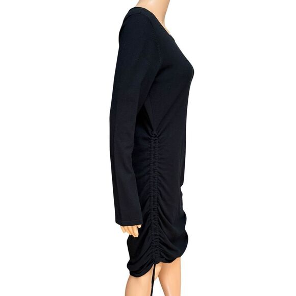 Le Lis black Sweater Dress Ruched sides Cozy size L - Picture 2 of 7